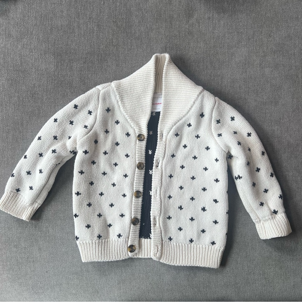 Hanna Andersson Cardigan Button‎ Front Cotton Chunky Knit Dotted 12-18 mo